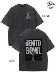 Bunny Bowl Double-Sided Printed T-Shirt, Here For The Benito Bowl Show; Bowl Bunny LX Shirt, Puerto Rico Music Gift, Here For The Benito Bowl Unisex Tee,230G Washed High-Quality Cotton Printed T-Shirt, Men Clothes,BadBunny Fans Need This Shirt For 2026 Benito Bowl, Men's And Women's T-Shirts, Streetwear - 黑色 - 查看 1
