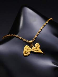 1pc Map Pendant Necklace, Gold-Plated Unisex Necklace, Gift Jewelry