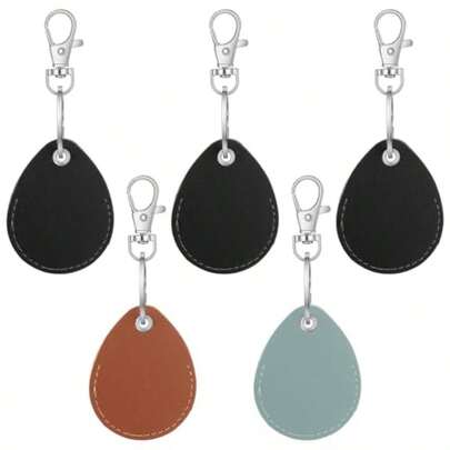 5PCS Leather Key Fob Holder Keychain PU Keychain Key Chain Protector Case Cover With Keys Carabiner Clip Rings For Eral Keys Fob For Id Cards Door Entry Access Control