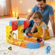 3D木制积木火车轨道套装，含火车和交通标志，STEM玩具，神奇轨道立方体积木，电动高速轨道火车，适合3-8岁儿童，生日派对礼物，66件USB充电电动火车玩具 - 彩色 - 查看 10