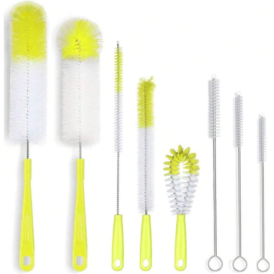 8 Pack Kitchen Cleaning Brush Set Long Handle Bottle Cleaner For Narrow Neck Wine Beer Water Sports Bottles Hummingbird Feeder Cups Mugs Travel Coffee Mugs Straw - Light Green - 查看 1