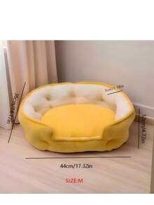 1pc Soft & Comfortable Felt Pet Bed, Minimalist Design, Non-Slip Bottom, Stable & Secure, Warm & Easy To Clean, Suitable For Medium & Small Cats/Dogs, All Season Pet Sleeping Mat - Mustard Yellow - View 6