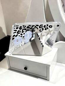 Blue Lip Print And Leopard Print Pattern Tablet Case Compatible With IPad Air 11-Inch M3 2025 / M2 2024, IPad Air 5th Generation 2022 , IPad (A16) 11 Inch 11th Generation 2025,Compatible With Samsung Galaxy Tab,Kindle Paperwhite 12th Gen 2024, Clear Back ,Fashion Pattern Protective Case,Autlueomatic Sleep And Wake-Up Function, Airbag Protection, Suitable For Gifts And Office Use - Baby Blue - View 6