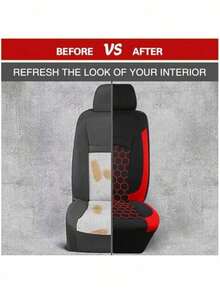 Juego completo de fundas de asiento con bordado de panal nuevo 2026 (9 piezas), adecuado para automóviles, camiones, SUV y viajes; tamaño universal, compatible con bolsas de aire. - Rojo - Ver 5