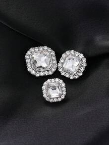 7颗彩色方形合成宝石玻璃金属纽扣，适用于女士外套、毛衣、皮草大衣、制服，优雅装饰纽扣，DIY包包及珠宝配饰 - 彩色 - 查看 3