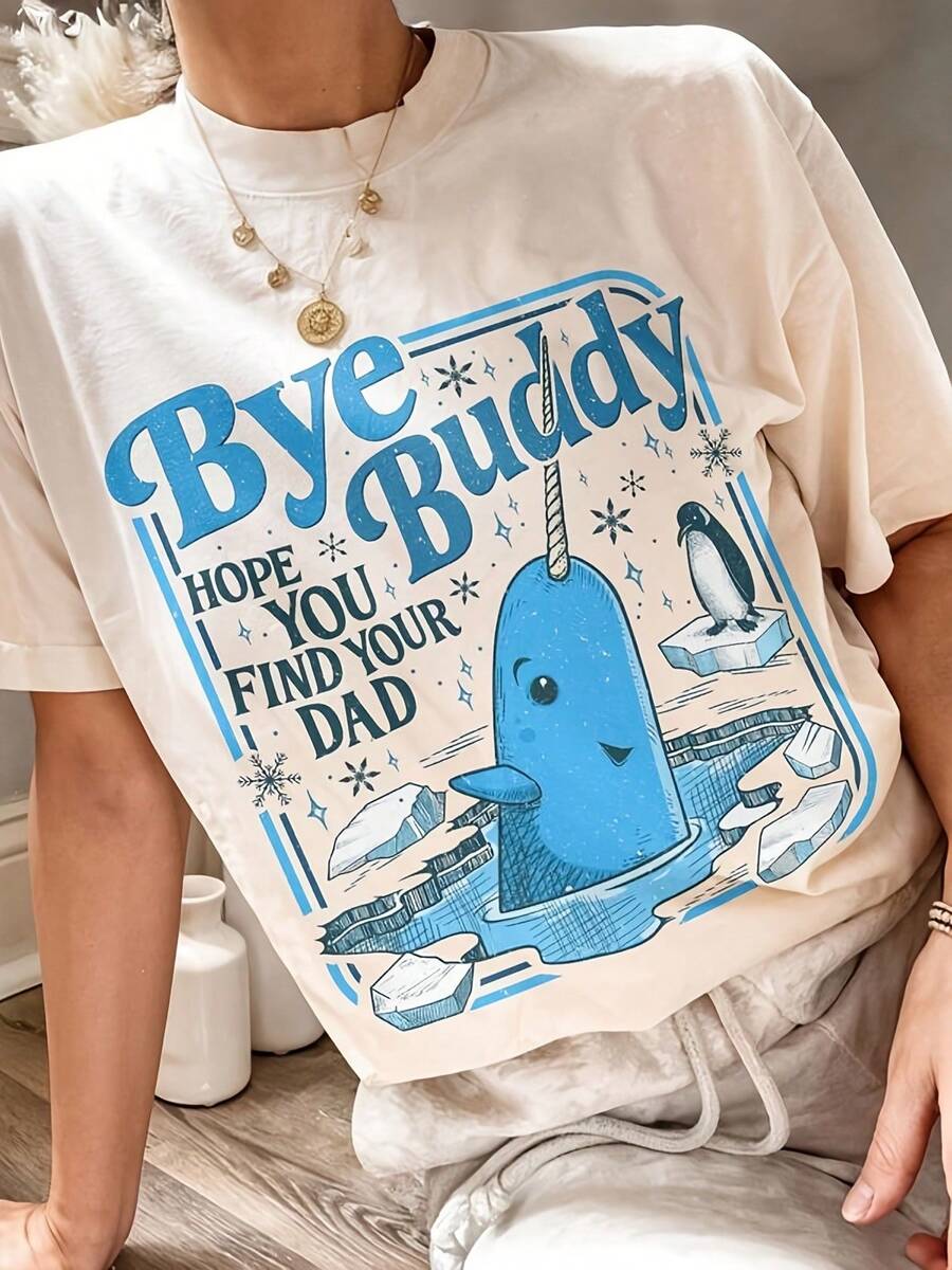 Bye Buddy Hope You Find Your Dad Sweatshirt, Buddy Narwhal Xmas T Shirt, Christmas Classicie Cre - trắng - Xem 1
