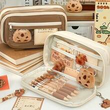 Three-Color Capybara Pencil Case Set - Including Capybara Stickers, Etc., A Beautiful Stationery Bag That Is Loved By Shoppers - Nâu [Gửi cùng loại búp bê + 5 nhãn dán Guinea ngẫu nhiên] - Xem 3