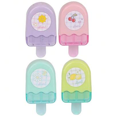  71122 Ice Cream Shaped Eraser, Easy To Erase, Clean And Delicate, Cute Cartoon Creative Eraser, Fluorescent Green, Cherry Blossom Pink, Sky Blue, Dreamy Purple