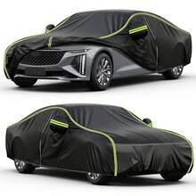 210T Heavy Duty Car Cover - All Weather Protection, Waterproof/Windproof/UV Resistant | Full Length Zipper Door, Easy To Put On And Take Off | Universal Fit For SUV, Sedan, Hatchback And Pickup - Black - View 1