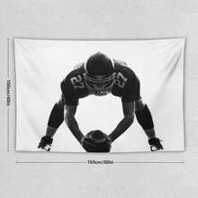 2D Flat - 1pc Horizontal Polyester Wall Tapestry |   Football Player In Ready-To-Play Stance, Lightweight & Washable, Digital Printing Craft Ideal For Bedroom, Party, Christmas, Halloween, Free Hanging Clips Included - màu đen - Xem 9