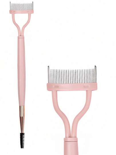 1pc Pink Dual-Ended Lash Comb: One End Deeply Combs Through Clumped Mascara, The Other End Grooms Small Areas Like Lash Tips And Lower Lashes - Fully Functional For Creating Perfect Eye Makeup. Can Also Be Used As An Eyebrow Brush, Eyeshadow Brush, And Spiral Brush.