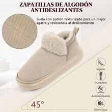 Dakuly Pantuflas Mujer Hombre Comodas Zapatillas Antideslizantes Zapatillas De Algodon Pantuflas para Hombre Mujer para Interior y Exterior - Blanco - Ver 3