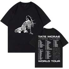 FENZAN Tate McRae Tshirt Think Later World Tour Short Sleeve Streetwear Men Women Casual T-Shirt - màu đen - Xem 1