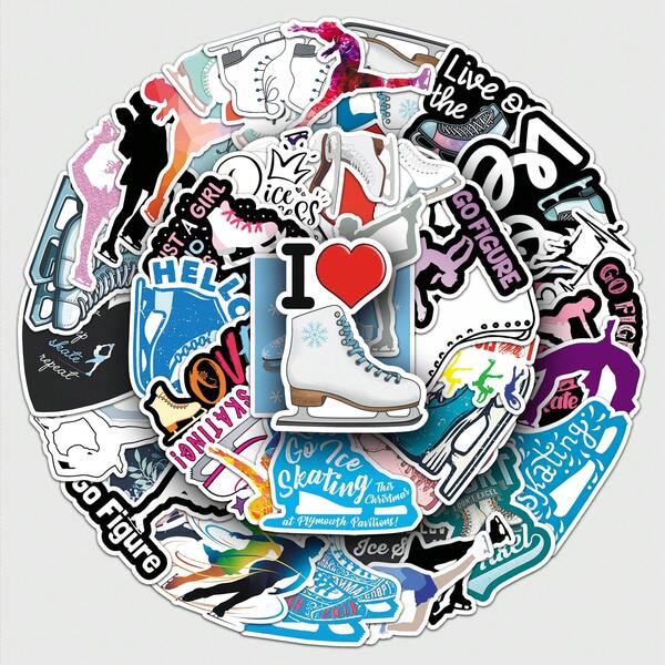 50 PCs Funny Cute Skating Stickers For Laptops, Water Bottles, Diaries, Suitcases, Cars, Wardrobes And Other DIY Decorative Stickers