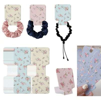 20/50/100 piezas Tarjetas de exhibición de joyería con flores rosas y amarillas, adecuadas para collares, juegos de pulseras, almacenamiento de joyería, etiquetas para tiendas minoristas, suministros para pequeños negocios