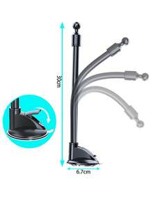 360° Adjustable Long Arm Silicone Base Car Phone Holder - Black - View 7