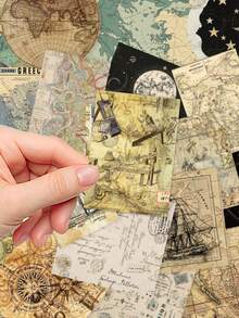 50 Peças Adesivos Retrô de Mapa, Série de Mapas Mundiais, Adesivos Decorativos de Material para Capa de Celular, Caderno, Jornal, Decoração de Desktop, Laptop - Multicolorido - Visão 6