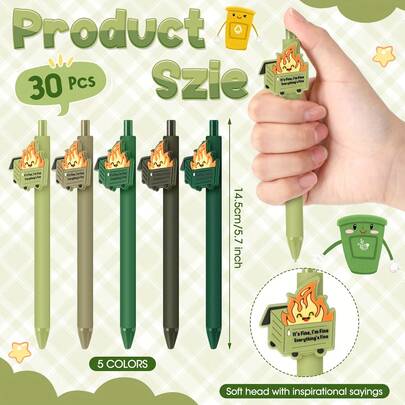 1支装垃圾桶火焰造型趣味笔 - 送给同事、团队成员和办公室员工的感谢礼物，理想的圣诞礼物