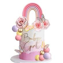 Bộ trang trí bánh kem hình bướm cầu vồng 52 món, thích hợp cho tiệc cưới, kỷ niệm ngày cưới, sinh nhật. - Nhiều màu - Xem 4