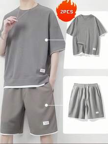 Conjunto Camisas Manga Cómodo Corta Casual Para Hombre 2pz - Gris - Ver 1