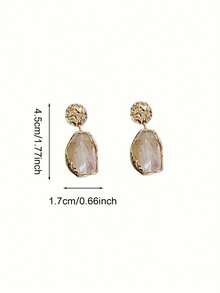 1 Pair Women's Vintage Chic Irregular Geometric Resin Dangle Earrings - Textured Resin Water Drop/Oval/Triangle/Rectangle/Hexagon Shapes, Minimalist All-Season Jewelry For Daily Wear & Presents - 金色 - 查看 11