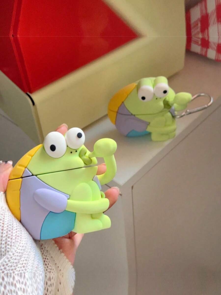 1个新款卡通创意咬手指傻鱼耳机盒，适用于 Pro第三代耳机，趣味个性化第四代苹果无线蓝牙保护套，第二代Pro硅胶软壳，男女通用第三代防摔耳机盒（不含耳机） - 彩色 - 查看 1