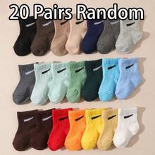 20双/套 幼儿男童随机糖果色休闲弹力中筒袜，夏季 - 彩色 - 查看 14