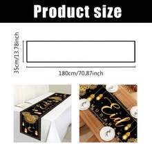 14 X 70 Inch Elegant Ramadan Table Runner - Black And Gold With Moon, Star And Lantern Patterns, Made Of Polyester, Perfect For Eid And Islamic Celebrations - Multicolor - View 6