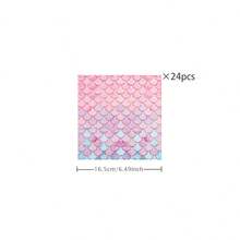 Pink Mermaid Scale Pattern Disposable Tableware Set, Including 7/9 Inch Paper Plates, Paper Cups, Paper Napkins, Suitable For Birthday Party, Holiday Party, Gathering, Celebration, Wedding Tea Party, Graduation Ceremony Disposable Party Supplies - Multicolor - View 13