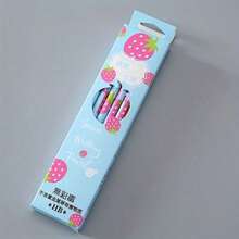 12 Creative Boxed Fruit Pencils, Cute Learning Stationery Gifts And Prizes, Drawing Brushes, Cartoon Practice Pens - màu xanh da trời - Xem 6