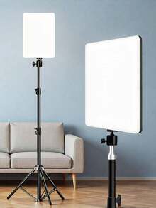 10英寸自拍环形灯，配备43英寸可调节三脚架和手机支架 - LED照明面板，适用于摄影、Vlog、直播、化妆、自拍、Zoom会议 - 兼容智能手机/平板电脑，即插即用环形灯系统 - A - 查看 2