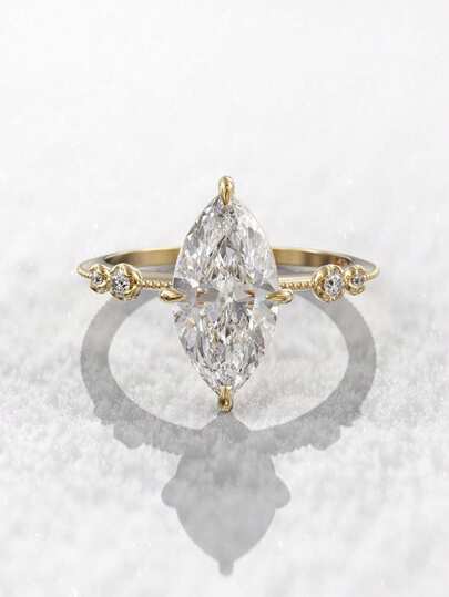 1 st klassisk kubisk zirkoniaring för kvinnor för bröllop, förlovning, årsdag, fest, bandsmycken, alla hjärtans dag-present