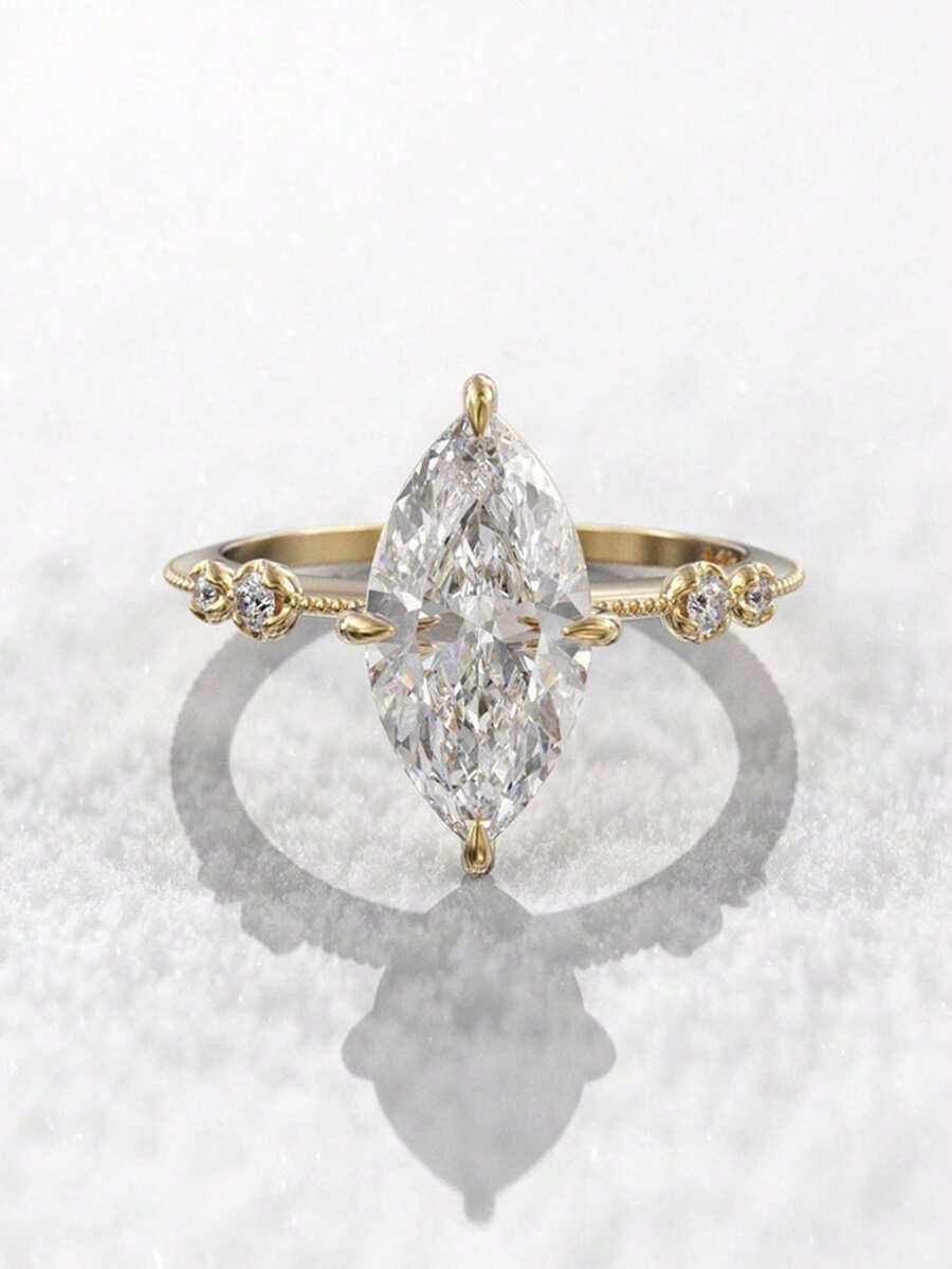 1 st klassisk kubisk zirkoniaring för kvinnor för bröllop, förlovning, årsdag, fest, bandsmycken, alla hjärtans dag-present - 1# - Visa 1