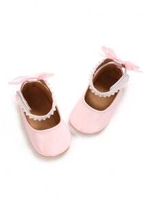 时尚玛丽珍婴儿鞋，柔软可爱平底鞋，适合女婴，防滑橡胶鞋底，春夏款，0-1岁 - 粉色 - 查看 4