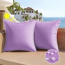 All Smiles Outdoor Waterproof Throw Pillow Covers 18x18 Set Of 2 Purple Decorative Patio Tent Bed Sofa Living Room Furniture Sunbrella Cushion Cases Outside Decor For Couch Garden Bench Porch - Màu tím - Xem 1