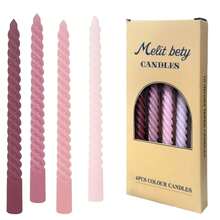 4 件 10 英寸螺旋蜡烛，粉色可选，每支蜡烛燃烧 8 小时，多种颜色可选，适用于家居装饰、卧室、节日、派对、婚礼、装饰、办公室、返校礼物、闺蜜礼物、女士礼物、冬季礼物 - 彩色 - 查看 20