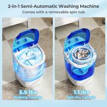 Portable Washing Machine 5.5 Lbs Mini Top Load Washer With Removable Spin-Dry Tub Blue/Gray - View 8