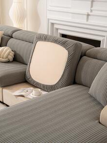 1件纯色弹力沙发套，波西米亚风格沙发套，保护沙发免受滑动和刮擦，适用于1/2/3/4人沙发，可机洗，四季皆宜的家居装饰 - 深灰色 - 查看 9
