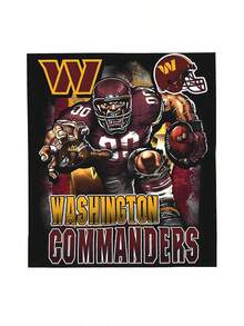 Washington Commanders Soft Lightweight Black-Themed Plush Flannel Blanket (With Cartoon Player & Team Elements) |    Game Day Throw |   Official Team Merchandise |   Gift For Football Fans |   Machine Washable Home Decor - Nhiều màu - Xem 3