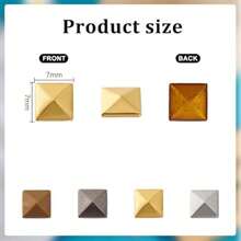 50/100个/包 热熔铆钉，金属尖钉方形铆钉，朋克摇滚皮革工艺四爪铆钉，适用于衣服、鞋子、手镯，平底金字塔铆钉，胶粘金属铆钉，7x7毫米 - 彩色 - 查看 3