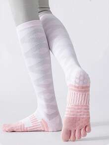 女士瑜伽健身跑步长袜 | 防滑过膝袜，带防滑点，两种款式（包头和五趾），足弓支撑和小腿压缩，适合所有级别的练习者 - 彩色 - 查看 8