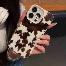 Patrón de estampado de vaca marrón y blanco para funda iPhone17ProMax 17/16PRO/15/14/13/12/11 serie TPU resistente a caídas, de alta gama, carcasa suave, nuevo estilo, moderno, funda protectora, regalo, negocios, estilo de lujo ligero - Estilo 1 (1 pieza) - Ver 3