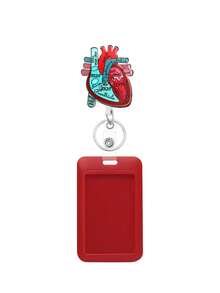 1pc Retractable Nurse ID Badge Holder, Can Be Used As Keychain, Key Chain, ID Card Holder, With Keyring, Cute Heart-Shaped Acrylic ID Badge Holder, Great Gift For Women, Nurses, Doctors, Employees. Valentine's Day Car Accessories Hanging Ornament, Gothic Y2K Style Bag Hanging Strap With ID Holder, Christmas Car Accessories Hanging Ornament, Creative Gift For Teachers, Friends, Sisters - Multicolor - View 24
