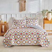 3pcs Bedding Set, Soft & Breathable Lightweight Bed Skirt, Super Fine Fiber Material, Printed Pattern Blanket, Suitable For All Seasons Home Decor, Ideal For Valentine's Day Gift, Oversized For Double Bed (1pc Comforter + 2pcs Pillowcases), Pillow Insert Not Included - Maroon - View 2