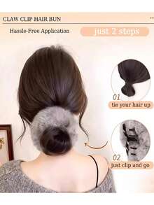 Synthetic Wigs Hair Bun Extensions Claw Clip Hair Bun With Grey Plush Hair Band Updo Hair With Clip For Women Daily Winter Use