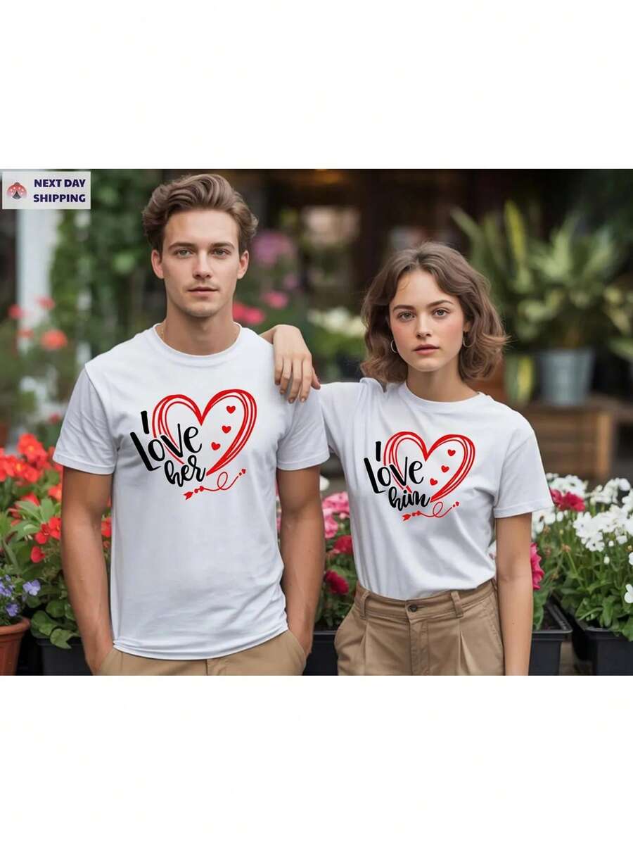 Valentine's Day-Shirt Confession Tee Matching Couple Valentine's Day-Shirt. Shirt Sublimation Print. 2 Files (Him And Her) Direct Download. Png File Graphic Tees Men Crop Tops Couple Tee Art Outfits Men-Shirt - 白色 1pcs MEN4 - 查看 1