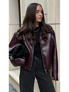Women Jackets - Burgundy - View 1