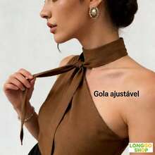Made From Lightweight And Comfortable Linen, Perfect For The Brazilian Climate. The One-Shoulder Design With A Neck Tie Adds A Chic Touch Without Being Over The Top – Ideal For Combining Sophistication In The Office, And Also For Going Out With Friends After Work. It Easily Pairs With Trousers, Skirts Or Shorts, Making It A Versatile Piece That No Modern Woman's Wardrobe Should Be Without! - 棕色 - 查看 10