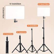 10英寸自拍环形灯，配备43英寸可调节三脚架和手机支架 - LED照明面板，适用于摄影、Vlog、直播、化妆、自拍、Zoom会议 - 兼容智能手机/平板电脑，即插即用环形灯系统 - A - 查看 4