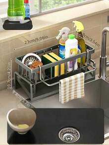 1pc Multi-Function Kitchen Storage Rack, Space-Saving, Sturdy , Convenient For Organizing Kitchen Utensils, Tidy And Orderly, Suitable For Home Kitchen, Bathroom, Cleaning Supplies - Multicolor - View 10